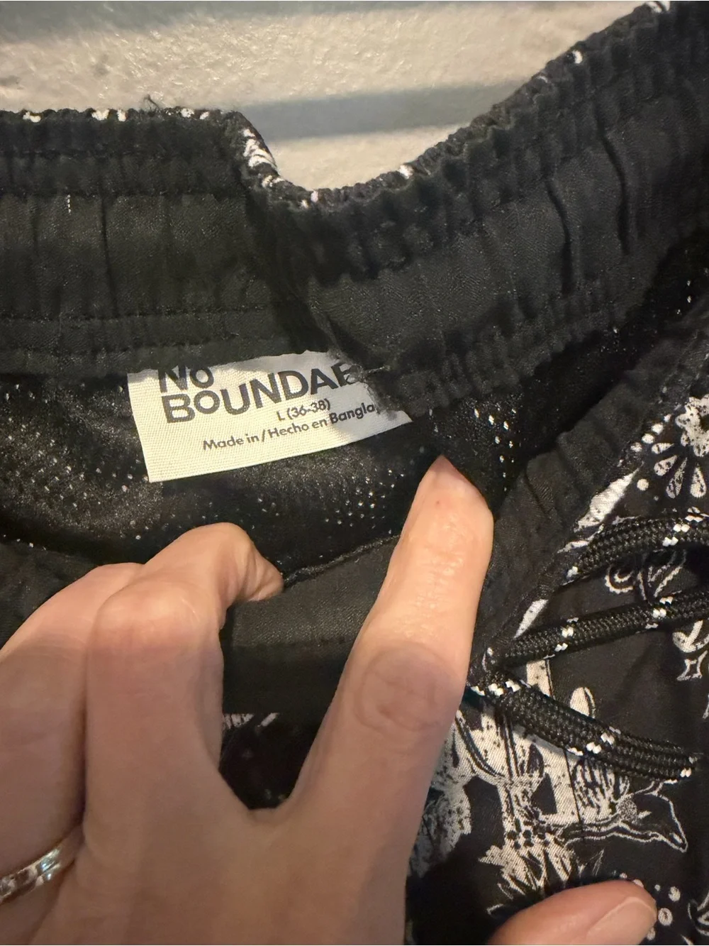 No Boundaries Black & White Paisley Swim Bermudas